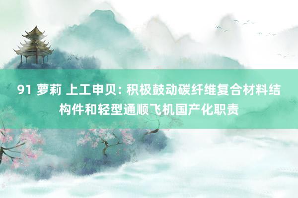 91 萝莉 上工申贝: 积极鼓动碳纤维复合材料结构件和轻型通顺飞机国产化职责